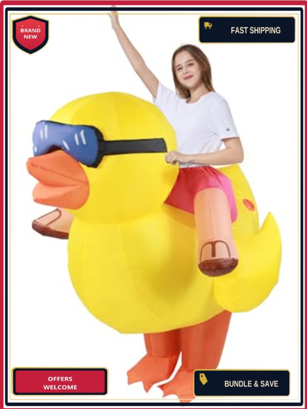 Inflatable Duck Costume Adult Halloween Blow Up Ride On